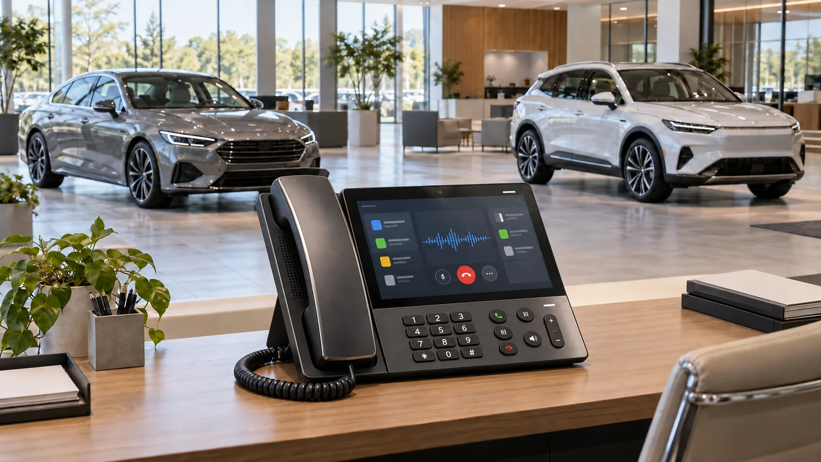 Lead response interface on a phone in an automotive showroom